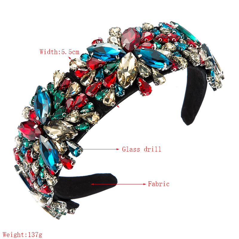 Baroque Retro Exaggerated Stained Glass Drill Fabric Headband display picture 1