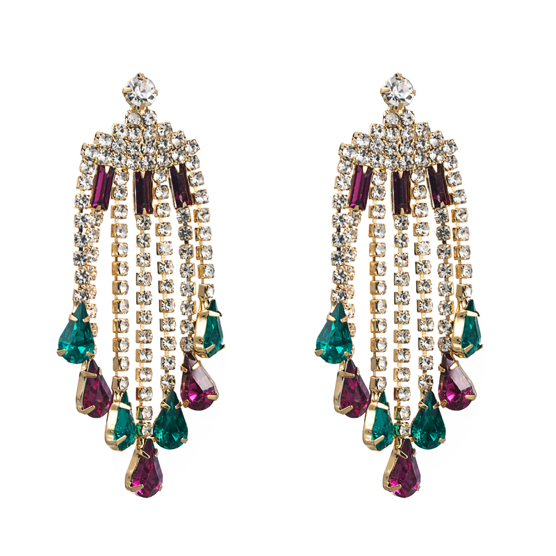 Fashion Diamond-studded Acrylic Tassel Earrings Drop Earring display picture 7
