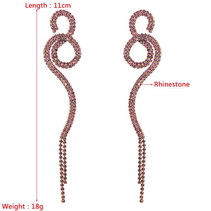 Diamond-studded Long Winding Geometric Tassel Earrings Drop Earring display picture 1