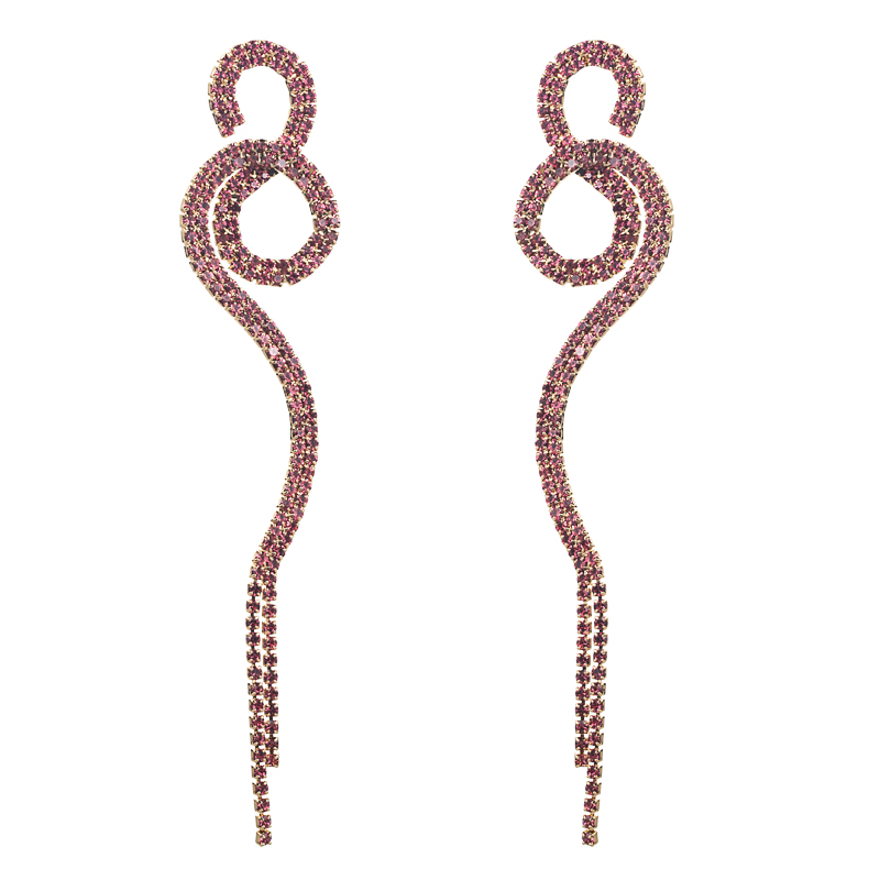 Boucles D&#39;oreilles À Glands Géométriques À Enroulement Long Et Cloutés De Diamants display picture 7