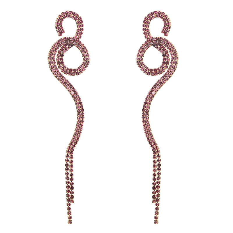 Diamond-studded Long Winding Geometric Tassel Earrings Drop Earring display picture 7