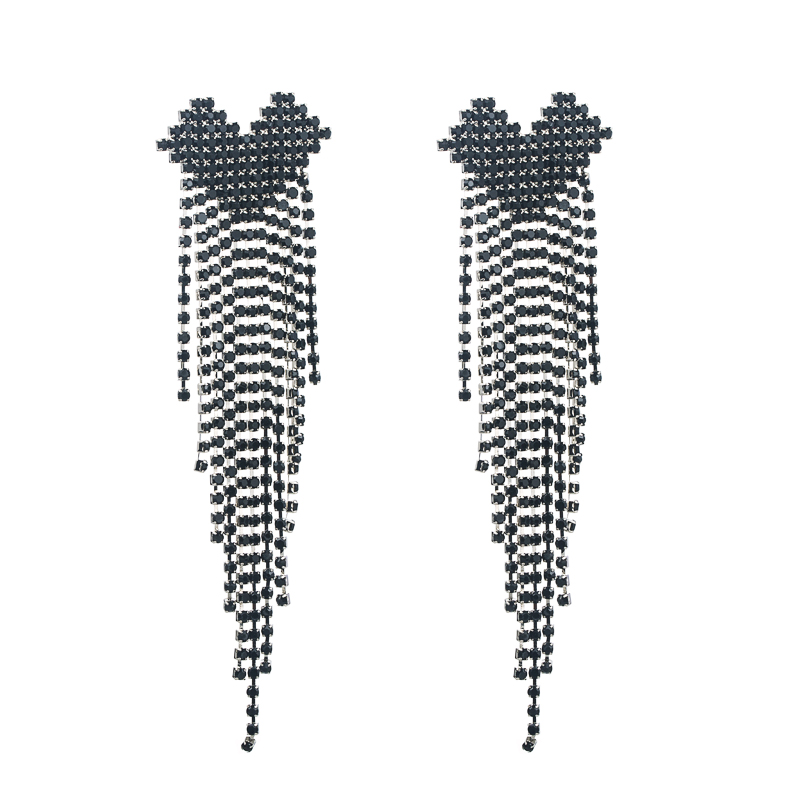 Diamond-studded Rhinestone Love Long Tassel Drop Earring display picture 7
