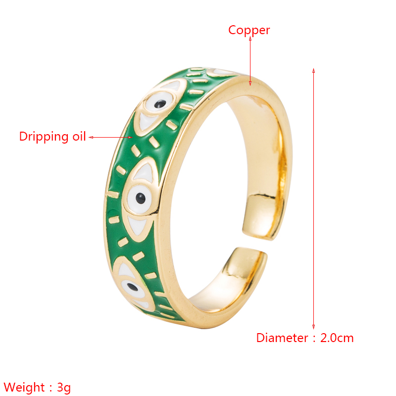 Fashion Copper Color Dripping Oil Devil's Eye Open Simple Copper Ring Wholesale display picture 1
