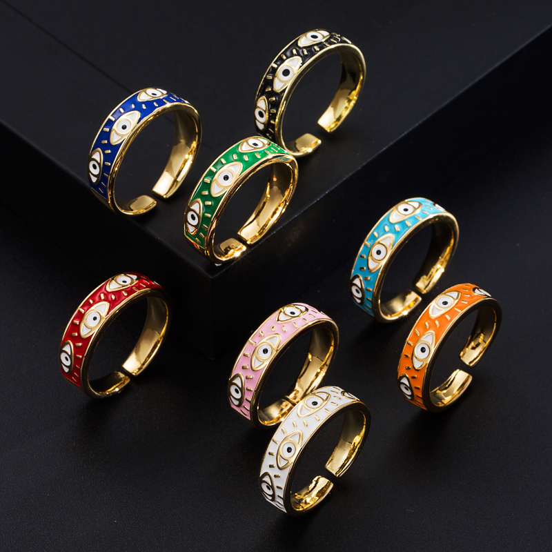 Mode Kupfer Farbe Tropfendes Öl Teufel Auge Offen Einfachen Kupfer Ring Großhandel display picture 2