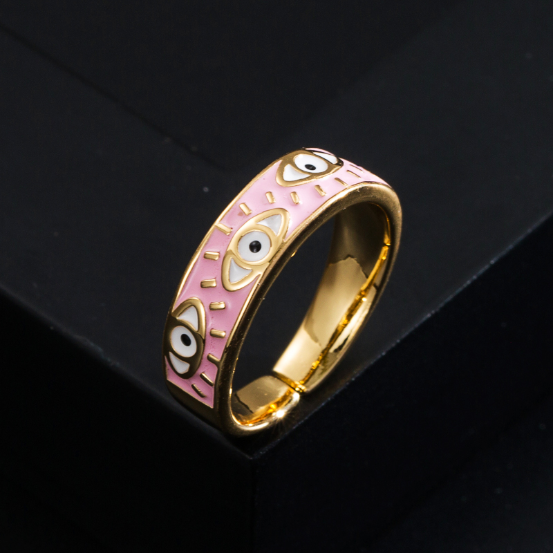 Mode Kupfer Farbe Tropfendes Öl Teufel Auge Offen Einfachen Kupfer Ring Großhandel display picture 4