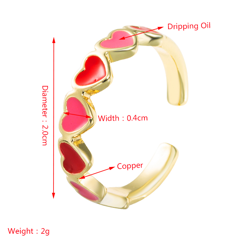 Simple Copper Color Drop Oil Heart Open Adjustable Ring display picture 1