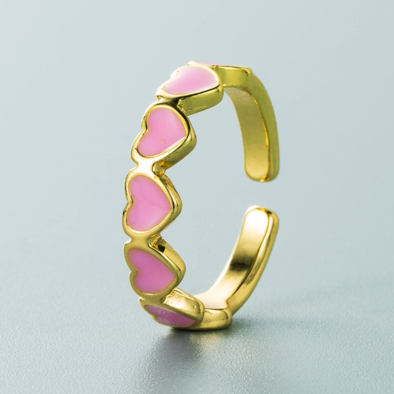 Simple Copper Color Drop Oil Heart Open Adjustable Ring display picture 4