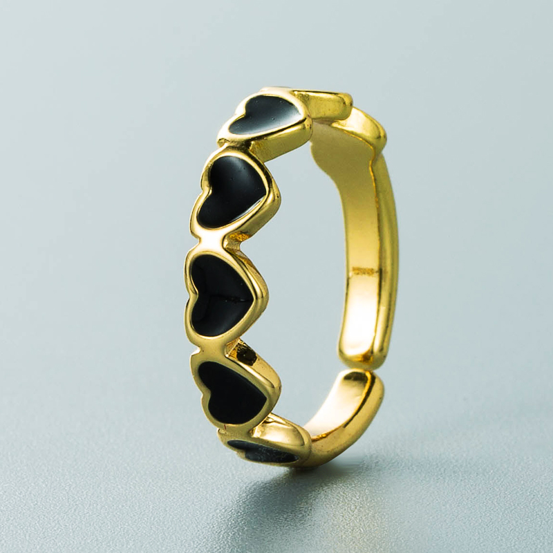 Simple Copper Color Drop Oil Heart Open Adjustable Ring display picture 10