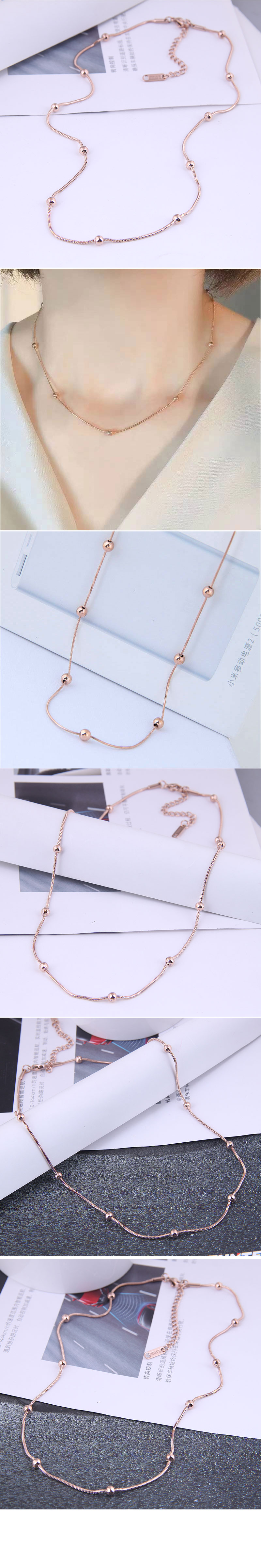 Korean Fashion Round Bead Titanium Steel Short Necklace display picture 1