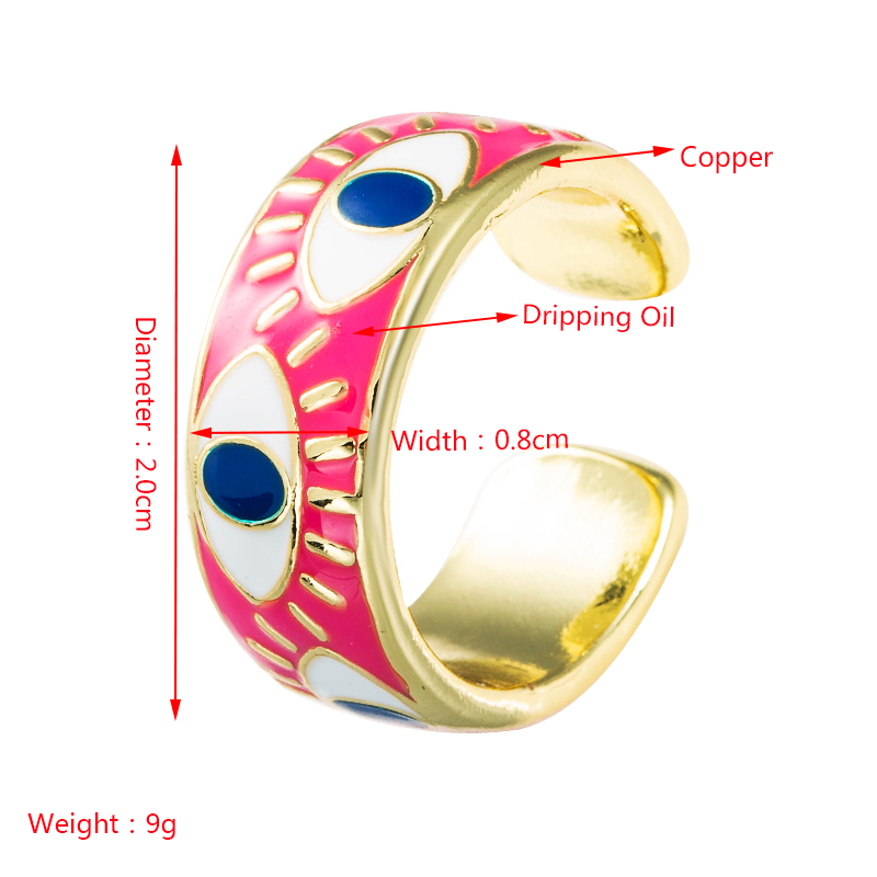Vintage Devil's Eye Color Dripping Copper Open Finger Ring display picture 1