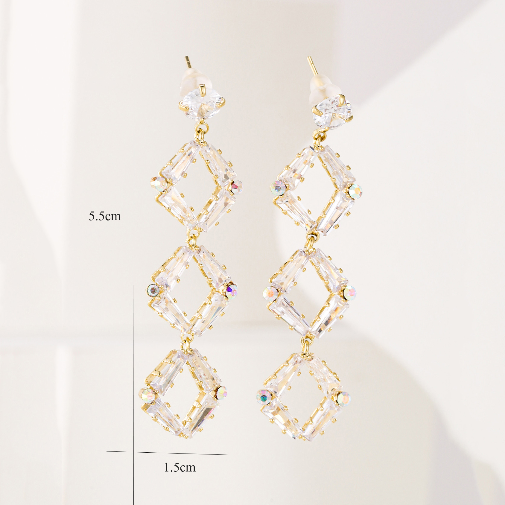 New Fashion European And American Style Zircon Tassel Earrings display picture 1