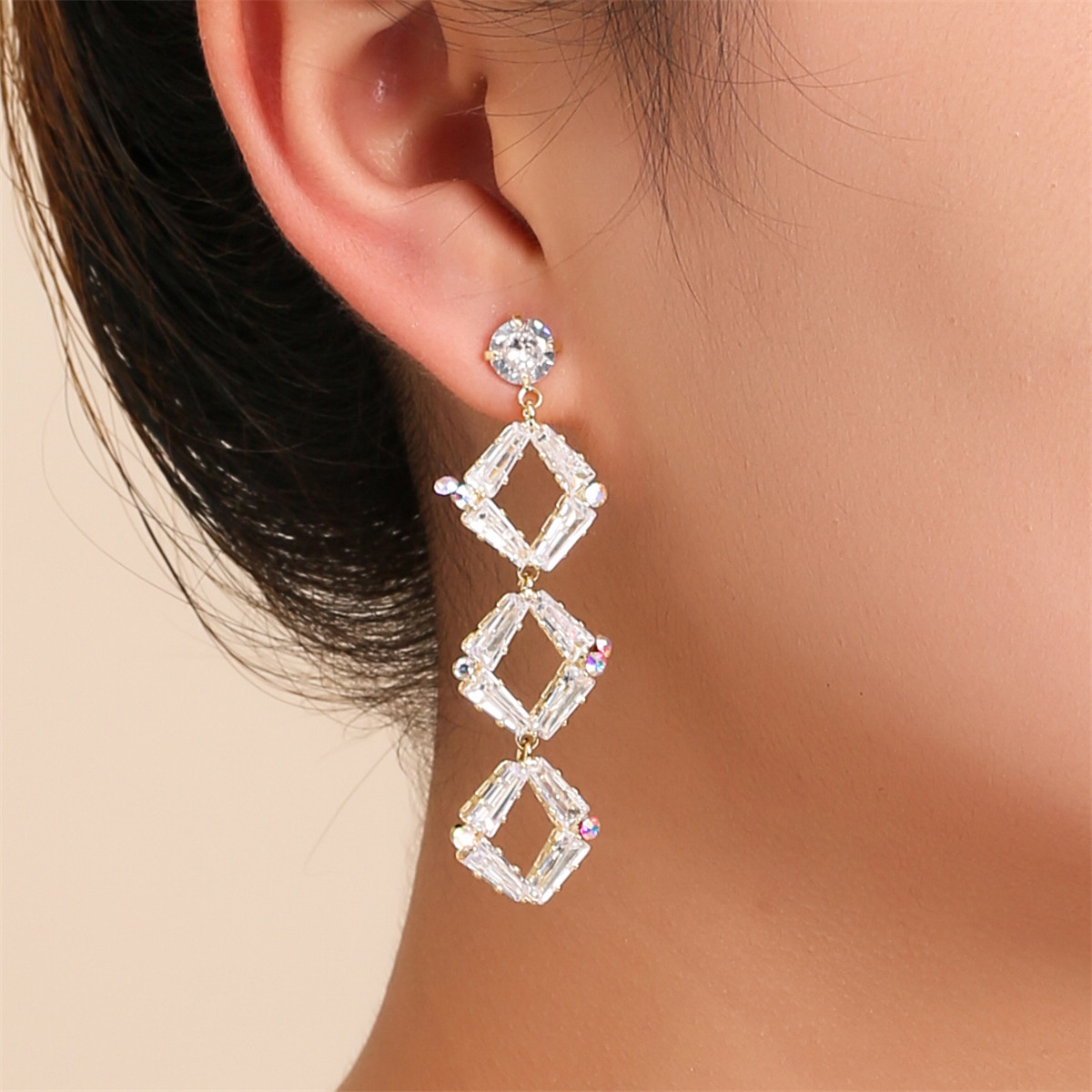 New Fashion European And American Style Zircon Tassel Earrings display picture 4