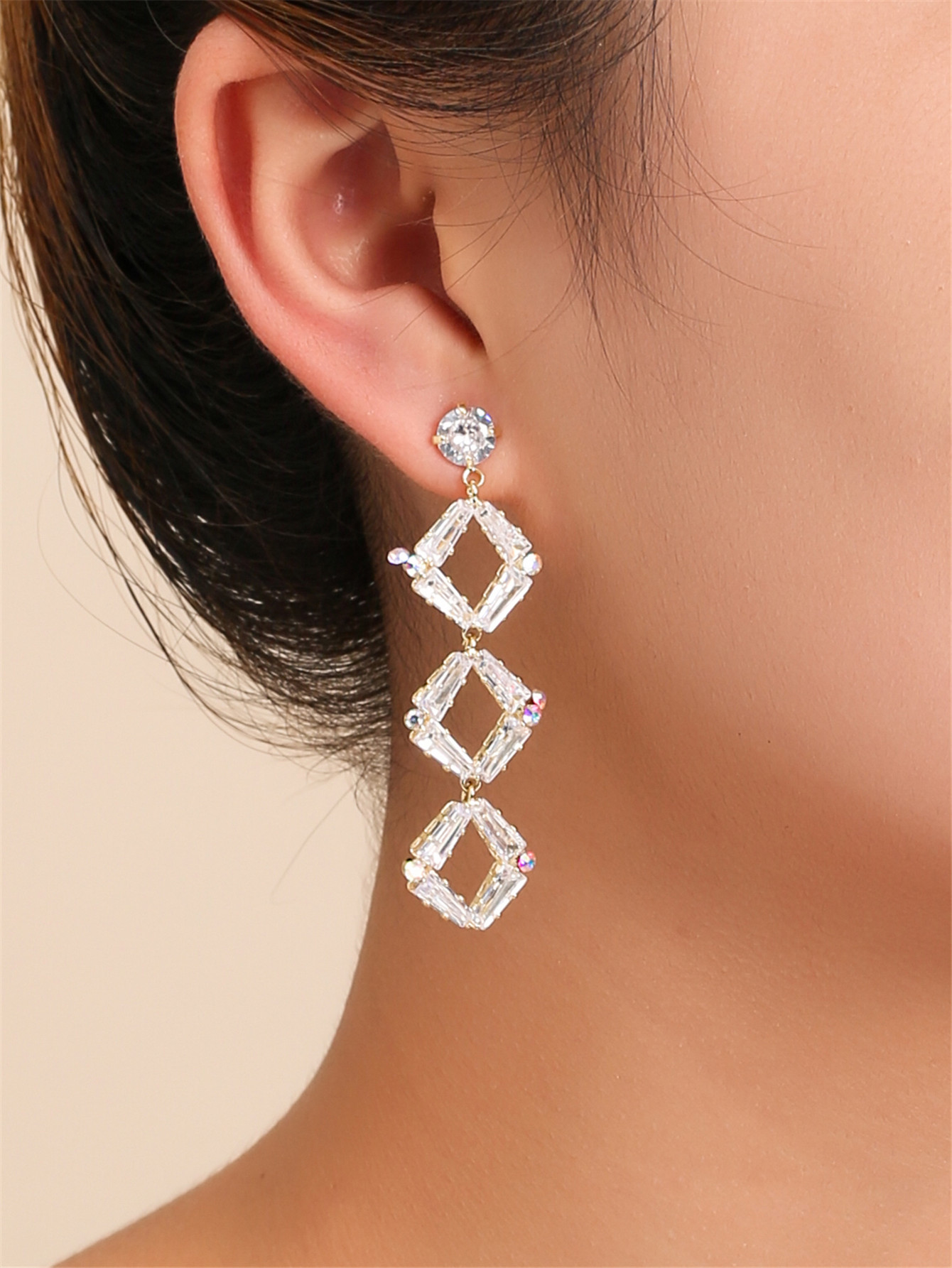 New Fashion European And American Style Zircon Tassel Earrings display picture 5