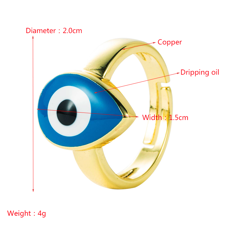Devil's Eye Personality Creative Color Oil Drop Rings Copper Gold-plated Open Couple Rings display picture 1