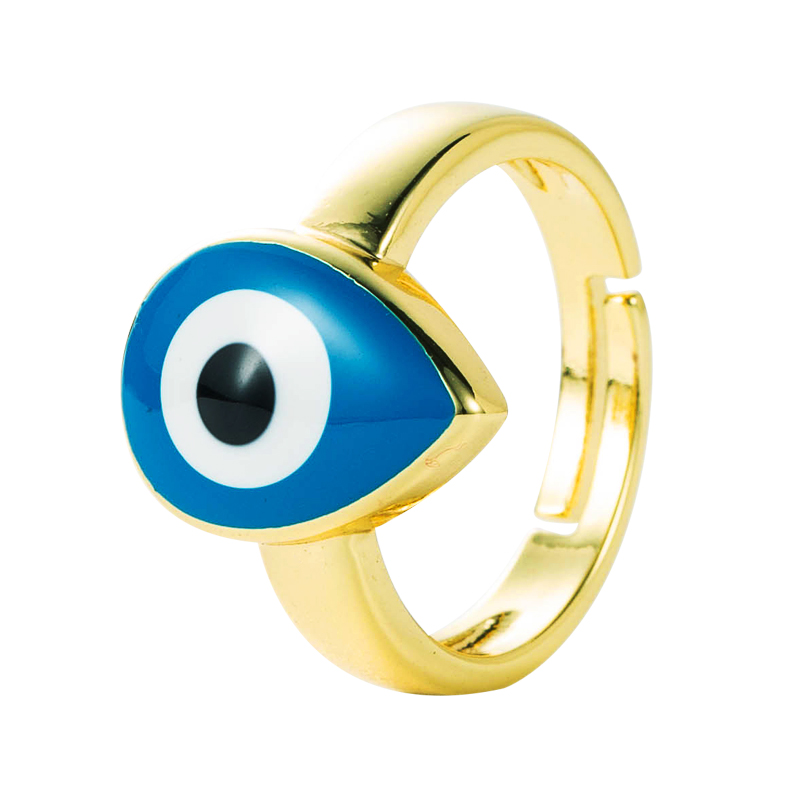 Devil's Eye Personality Creative Color Oil Drop Rings Copper Gold-plated Open Couple Rings display picture 7