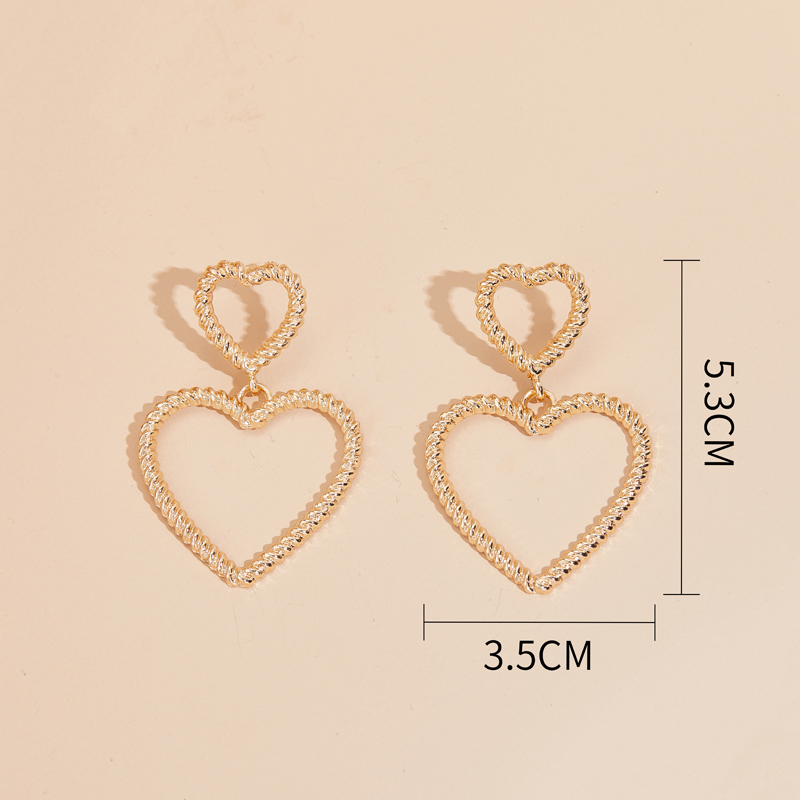 Double Heart Hollow Pendant Earrings display picture 2