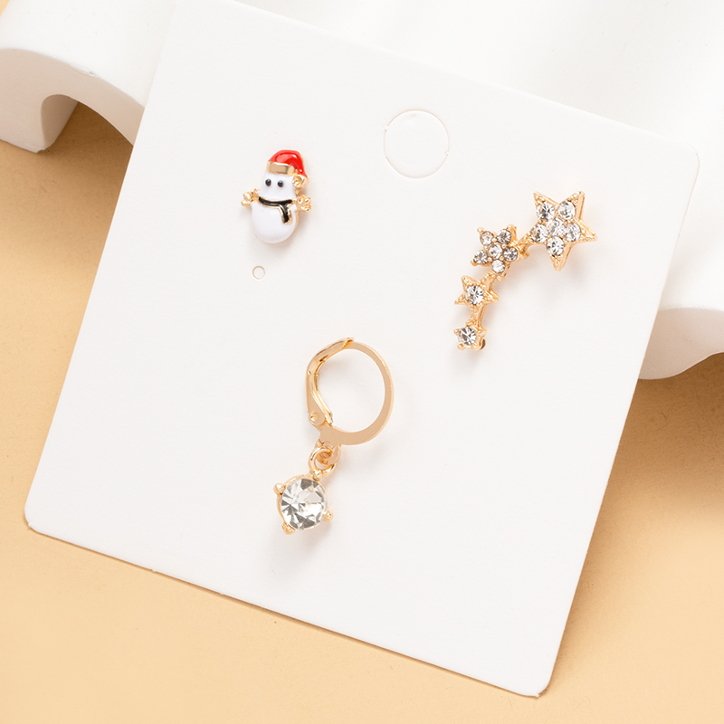 Diamond Snowman Christmas Earrings 3 Suits display picture 4