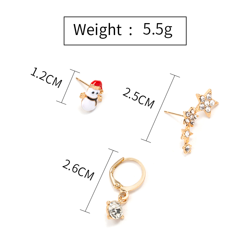 Diamond Snowman Christmas Earrings 3 Suits display picture 5
