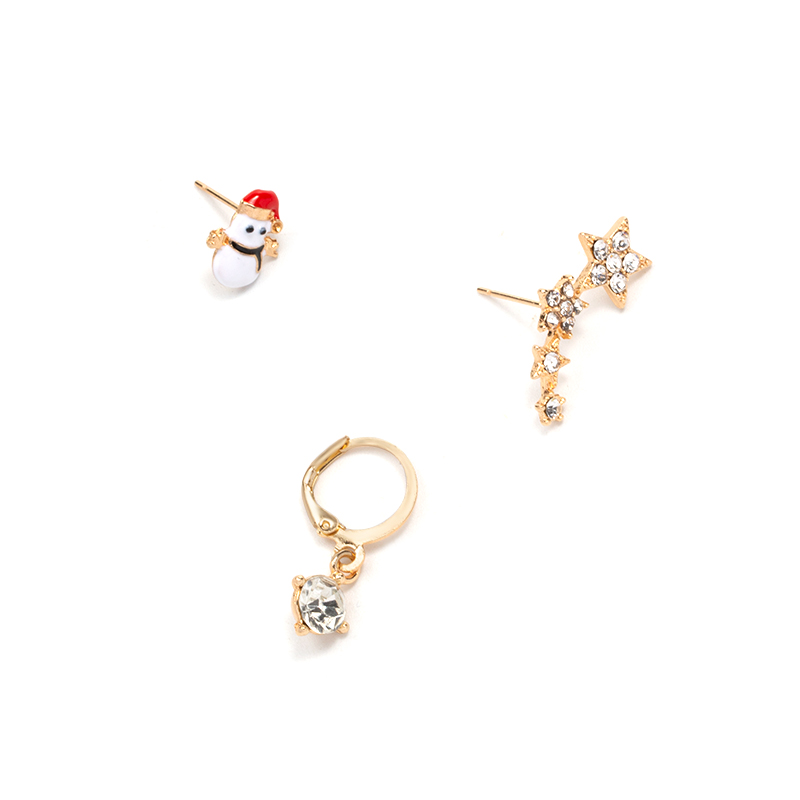 Diamond Snowman Christmas Earrings 3 Suits display picture 6
