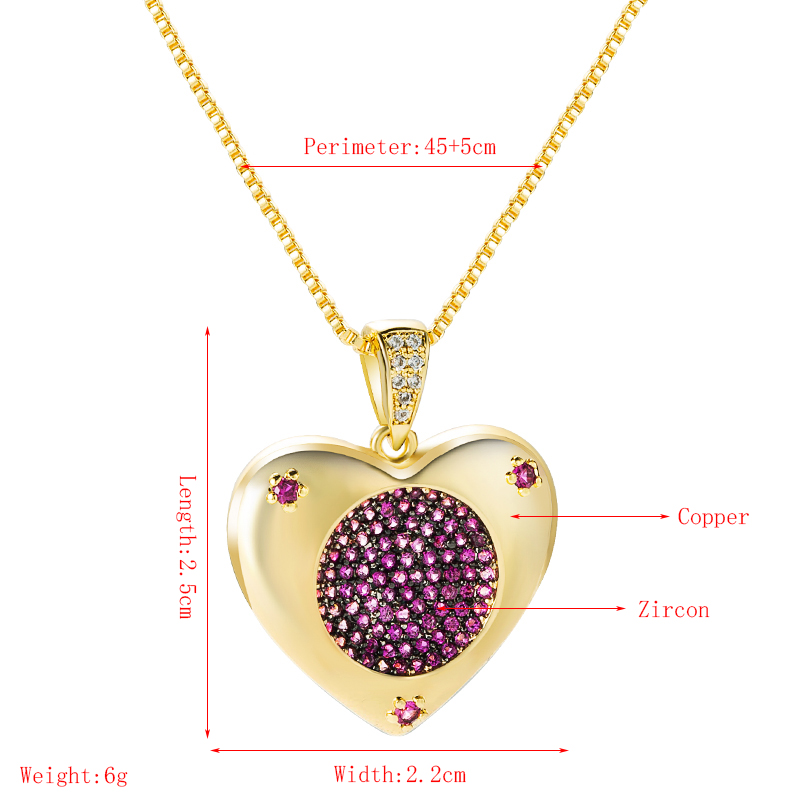 Fashion Ocean Heart Hollow Round Pendant Copper Gold-plated Inlaid Zircon Heart-shaped Necklace display picture 1