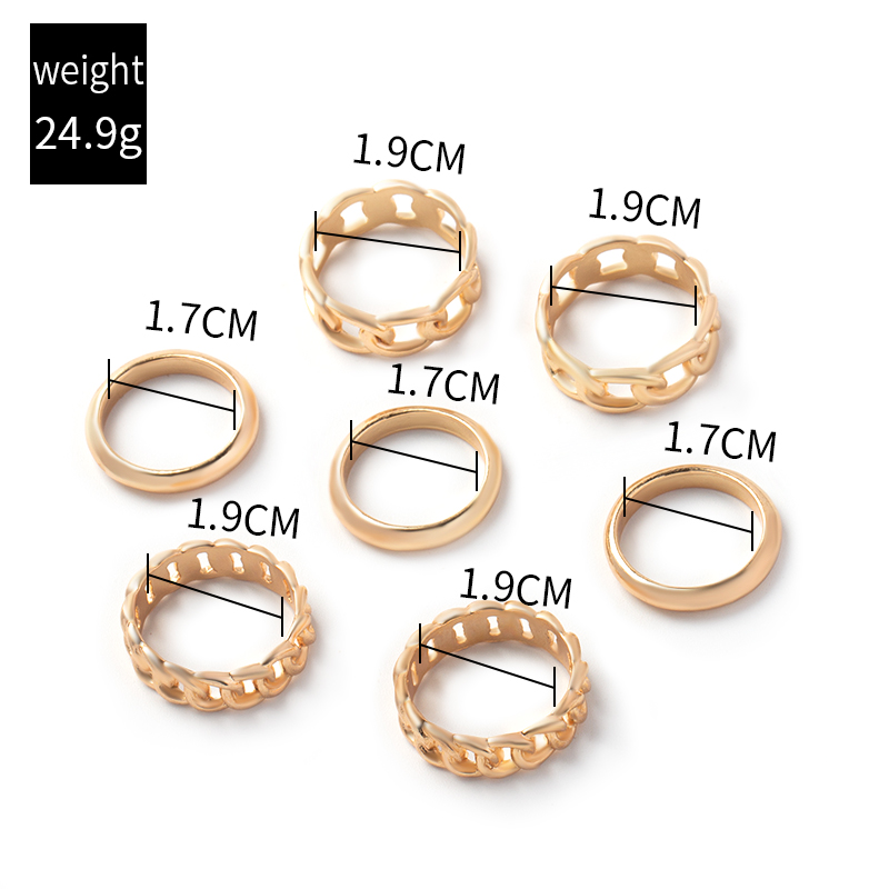 Hollow Chain Splicing Circle Geometric Ring 7 Set display picture 5