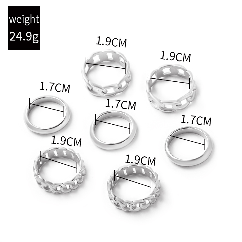 Hollow Chain Splicing Circle Geometric Ring 7 Set display picture 10