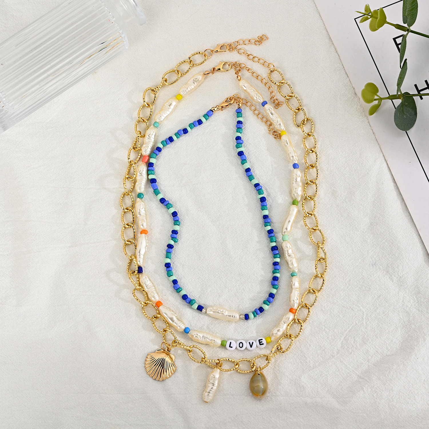European And American Ethnic Style Multilayer Bead Shell Pendant Necklace display picture 1