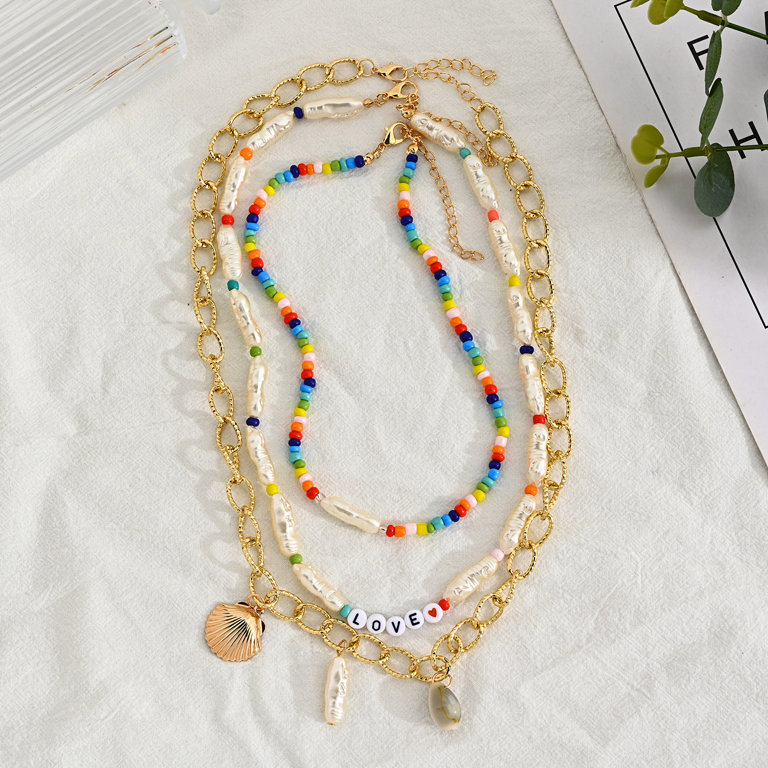 European And American Ethnic Style Multilayer Bead Shell Pendant Necklace display picture 3