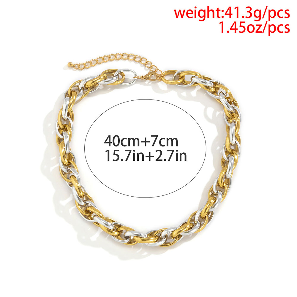 Simple Hollow Hit Color Splicing Chain Short Clavicle Chain Geometric Necklace display picture 2