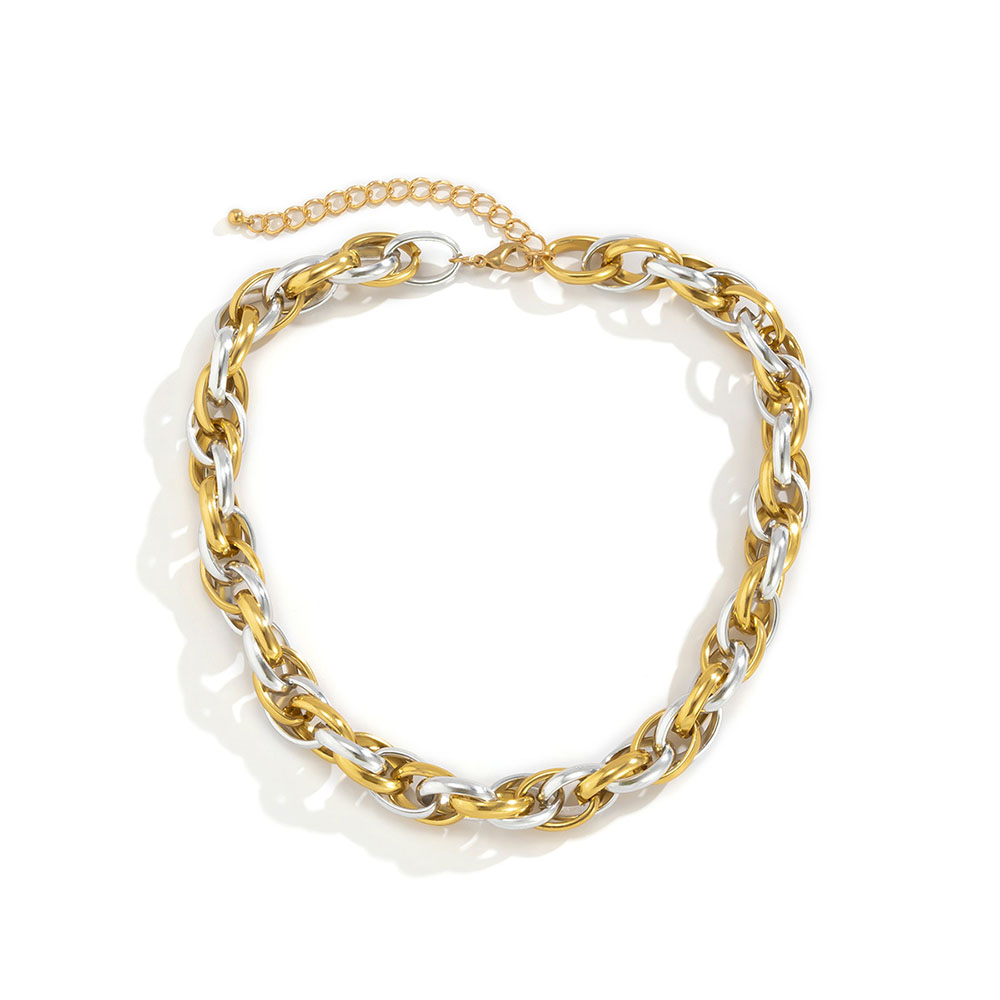 Simple Hollow Hit Color Splicing Chain Short Clavicle Chain Geometric Necklace display picture 6