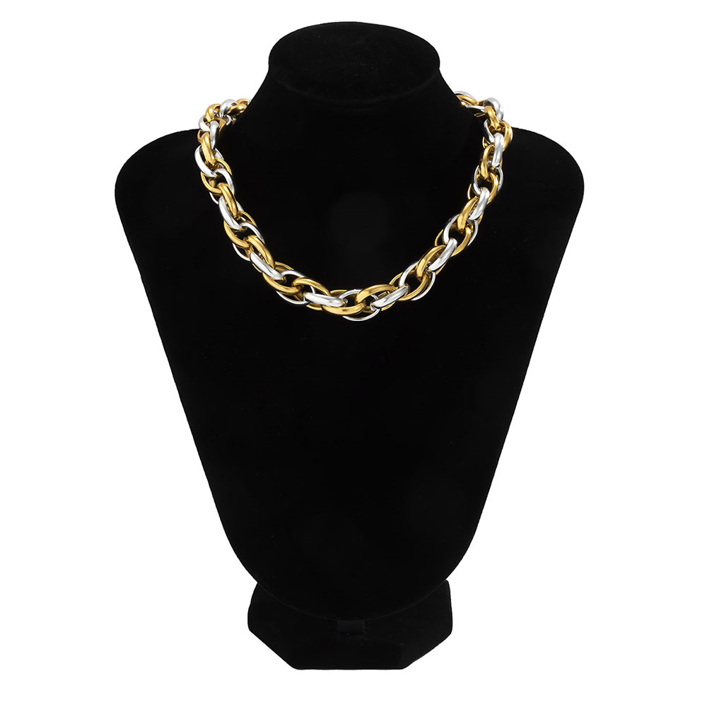 Simple Hollow Hit Color Splicing Chain Short Clavicle Chain Geometric Necklace display picture 7