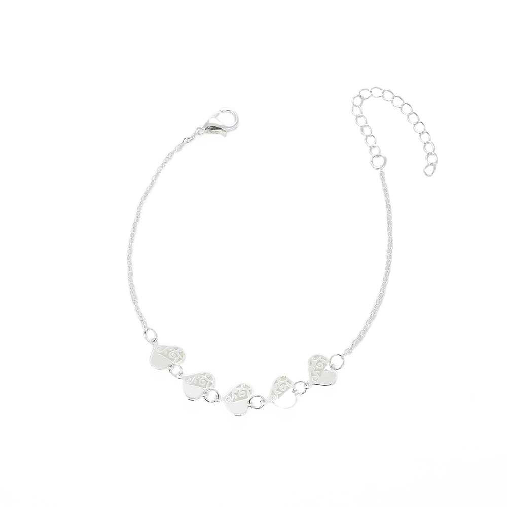Fashion Simple Design Sense Accessories Metal Peach Heart Fluorescent Bracelet Anklet Wholesale display picture 1