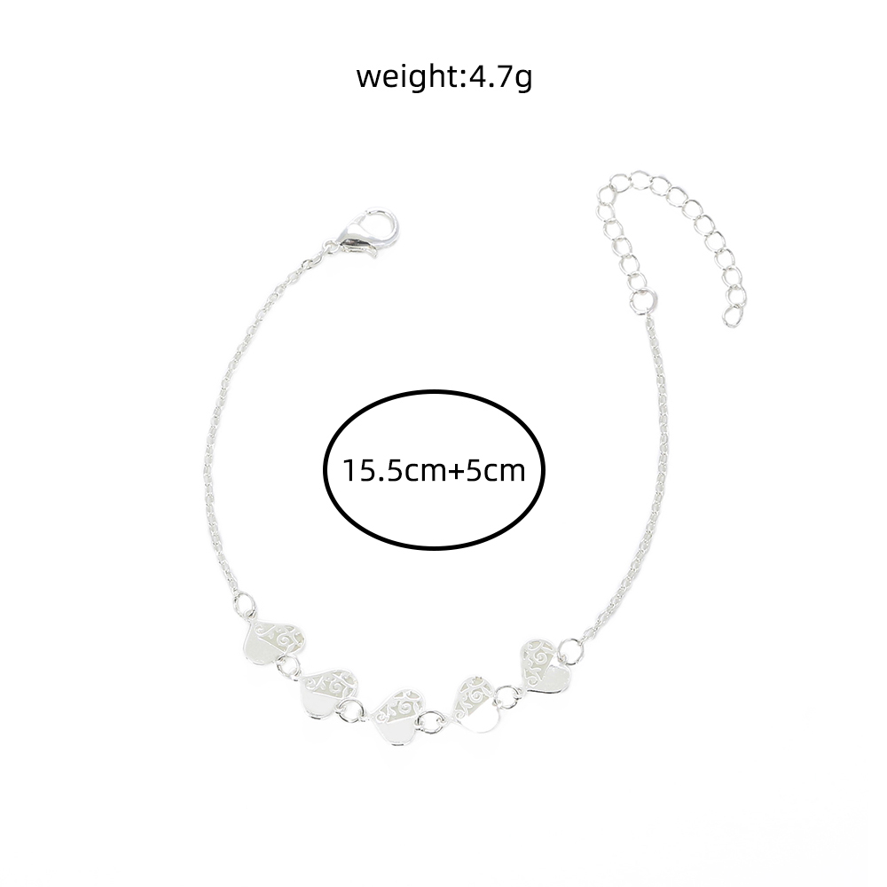 Fashion Simple Design Sense Accessories Metal Peach Heart Fluorescent Bracelet Anklet Wholesale display picture 2