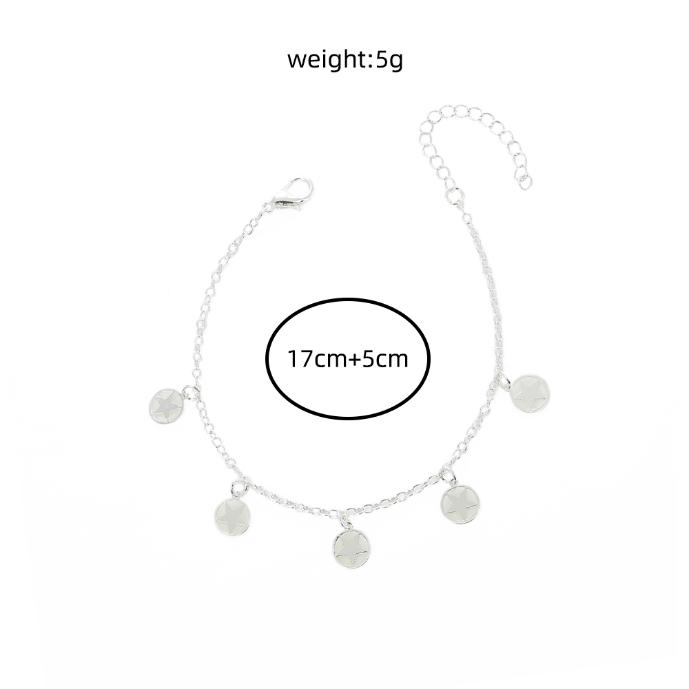 New Simple Accessories Metal Fluorescent Five-pointed Star Pendant Bracelet Anklet display picture 4