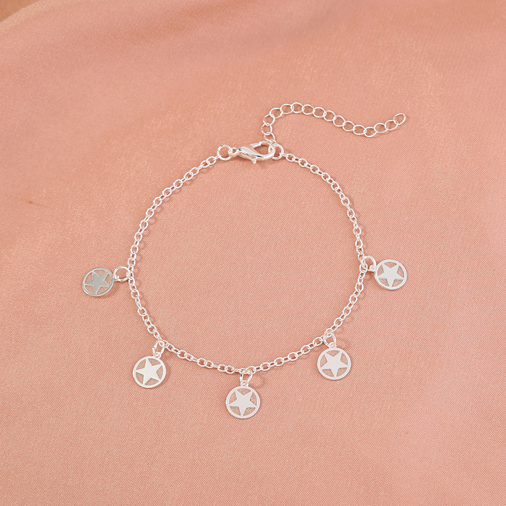 New Simple Accessories Metal Fluorescent Five-pointed Star Pendant Bracelet Anklet display picture 8