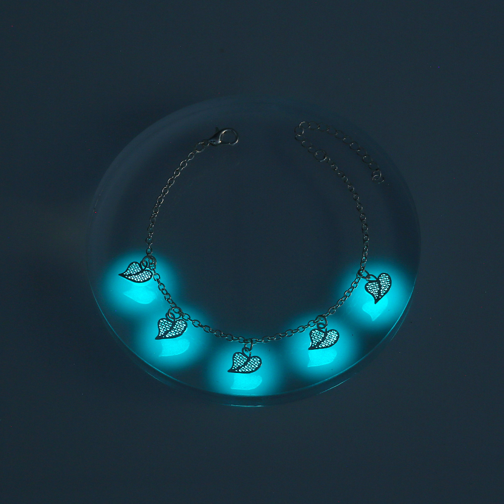 Simple Design Accessories Metal Fluorescent Geometric Peach Heart Pendant Bracelet Anklet display picture 1
