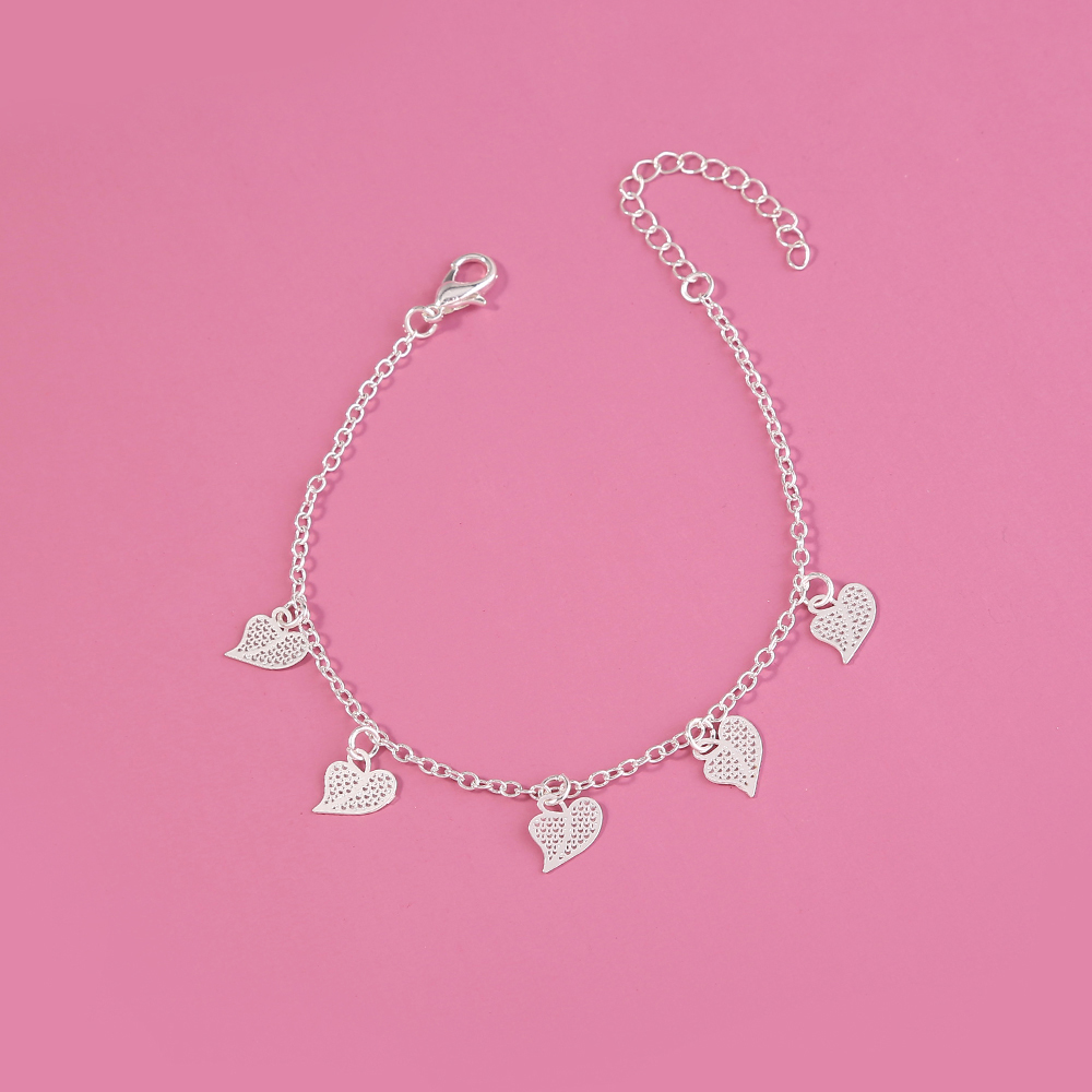 Simple Design Accessories Metal Fluorescent Geometric Peach Heart Pendant Bracelet Anklet display picture 4