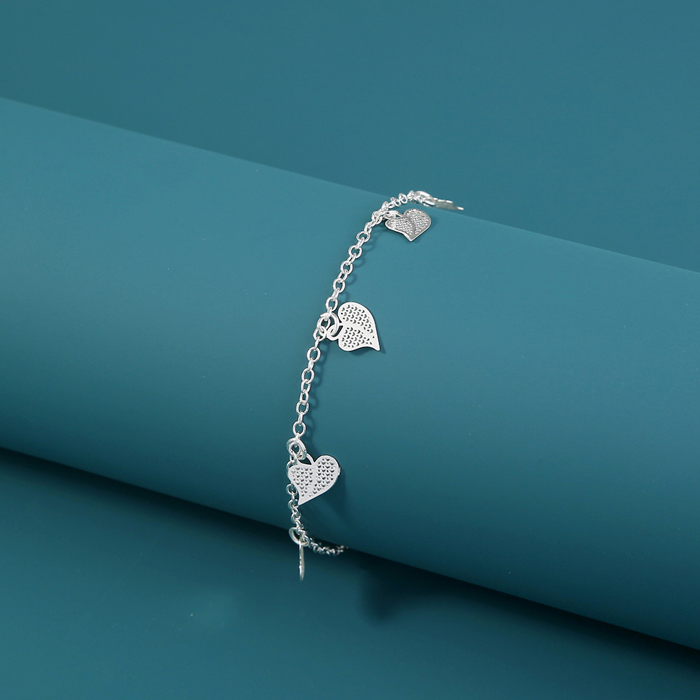 Simple Design Accessories Metal Fluorescent Geometric Peach Heart Pendant Bracelet Anklet display picture 7