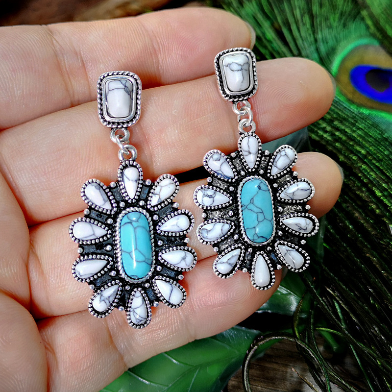 Turquoise Earrings Exaggerated Retro Bohemia Drop Earring display picture 4