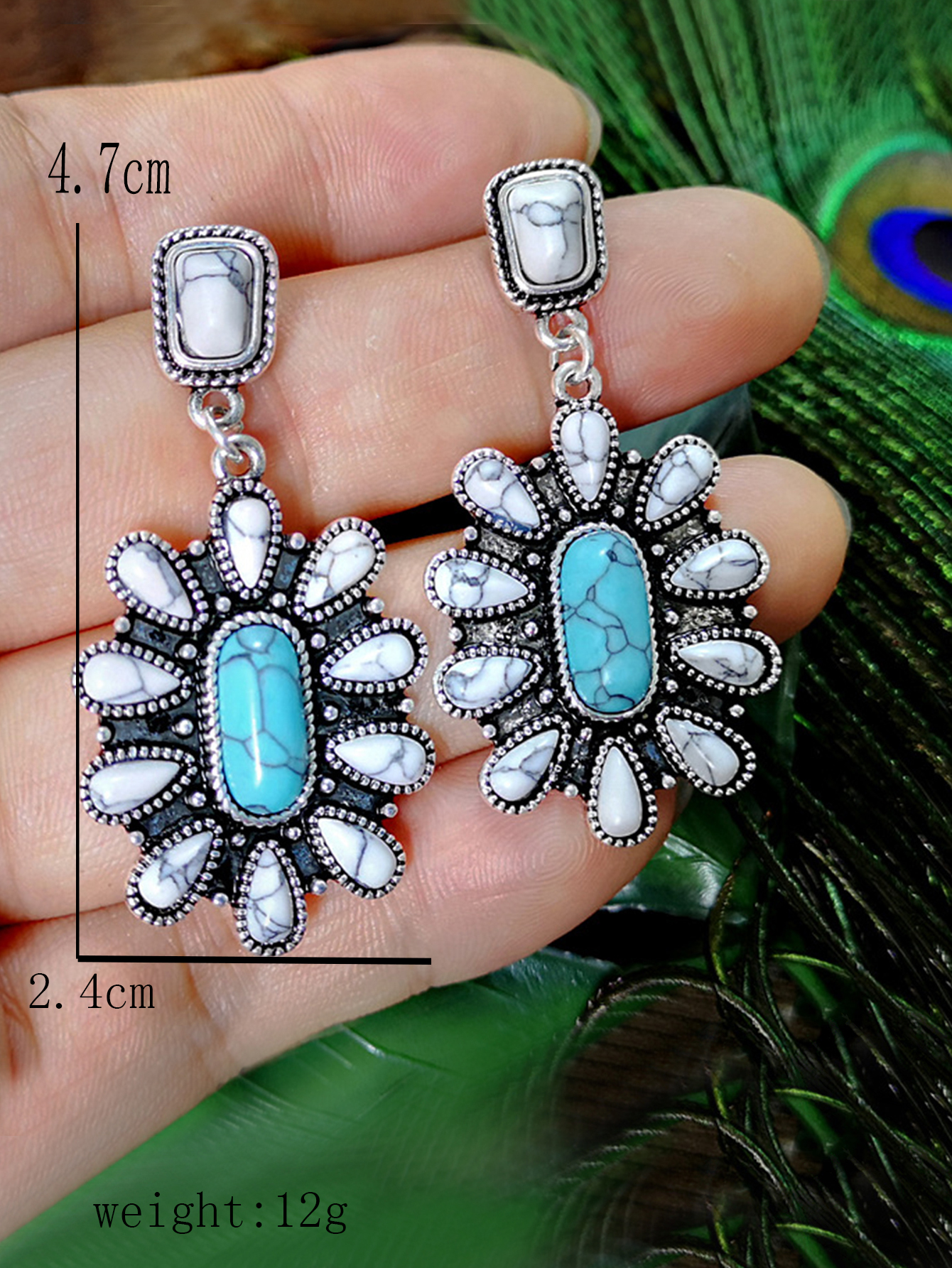 Turquoise Earrings Exaggerated Retro Bohemia Drop Earring display picture 5