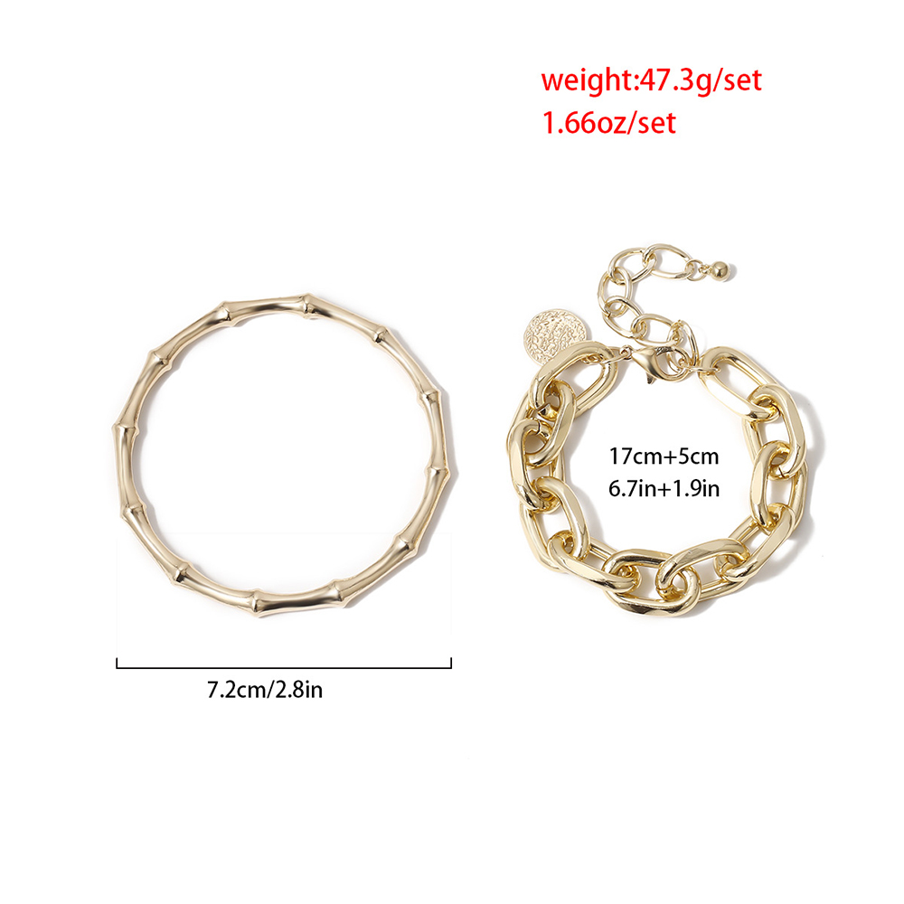 Retro Coin Multilayer Lady Golden Bamboo Link Chain Bracelet display picture 2