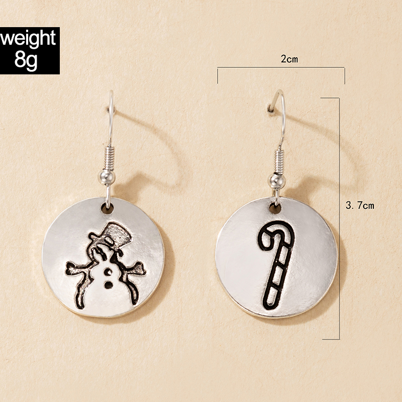 Simple Christmas Tree Elk Silver Ear Hooks Snowman Round Earrings display picture 10