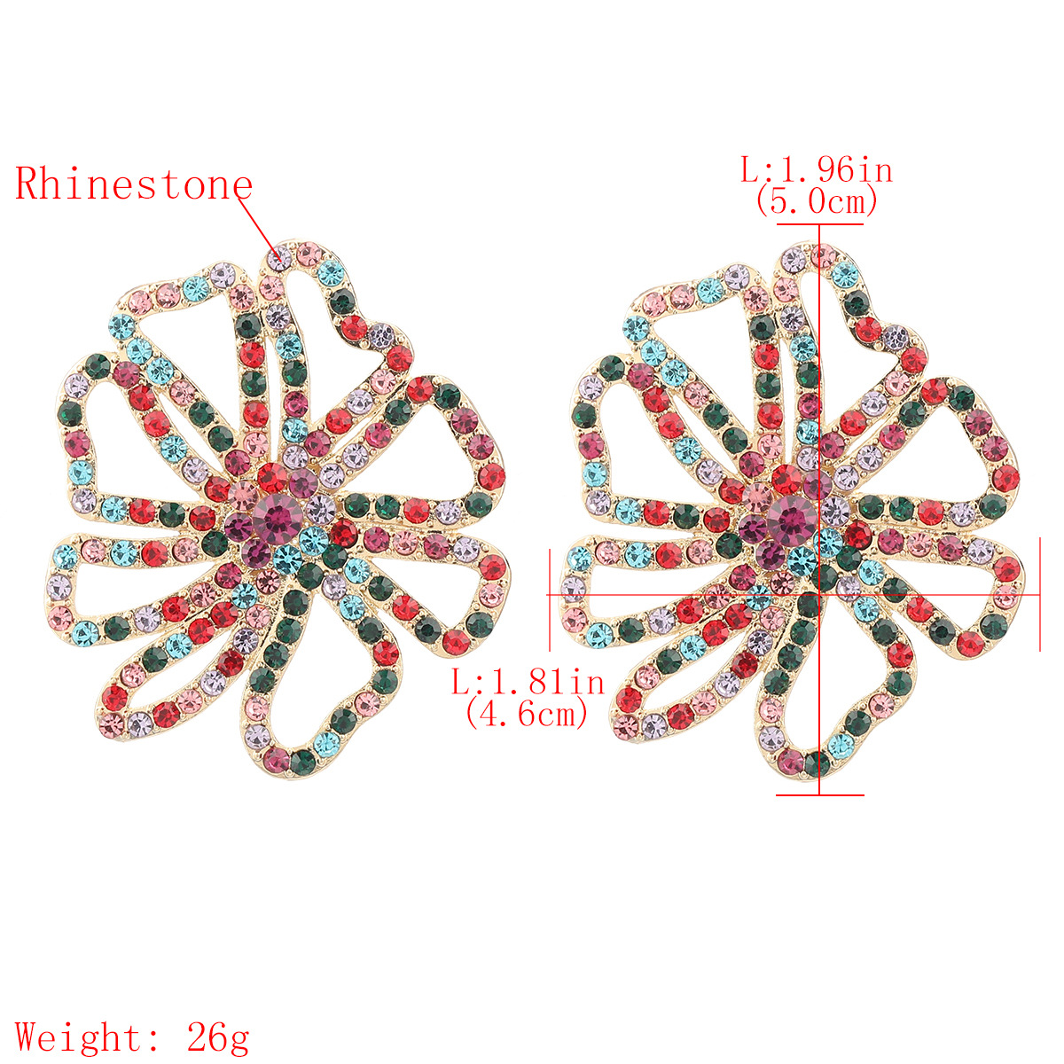 Fashion Color Rhinestone Flower Big Flower Earrings Ear Jewelry display picture 1