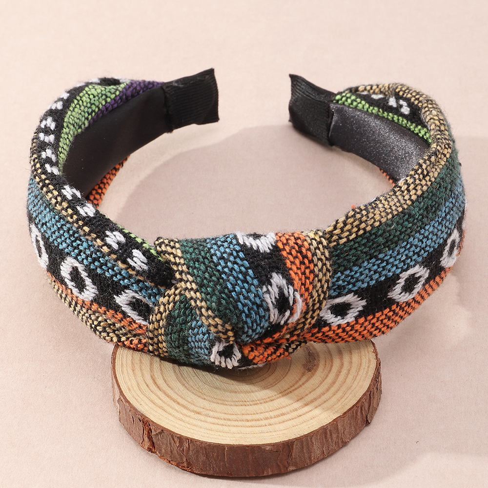 Ethnic Style Wide-brimmed Fabric Clashing Color Knotted Headband display picture 2