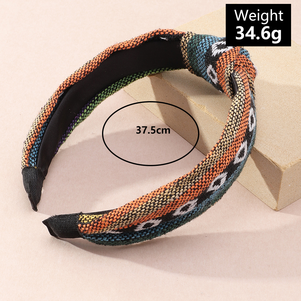 Ethnic Style Wide-brimmed Fabric Clashing Color Knotted Headband display picture 4