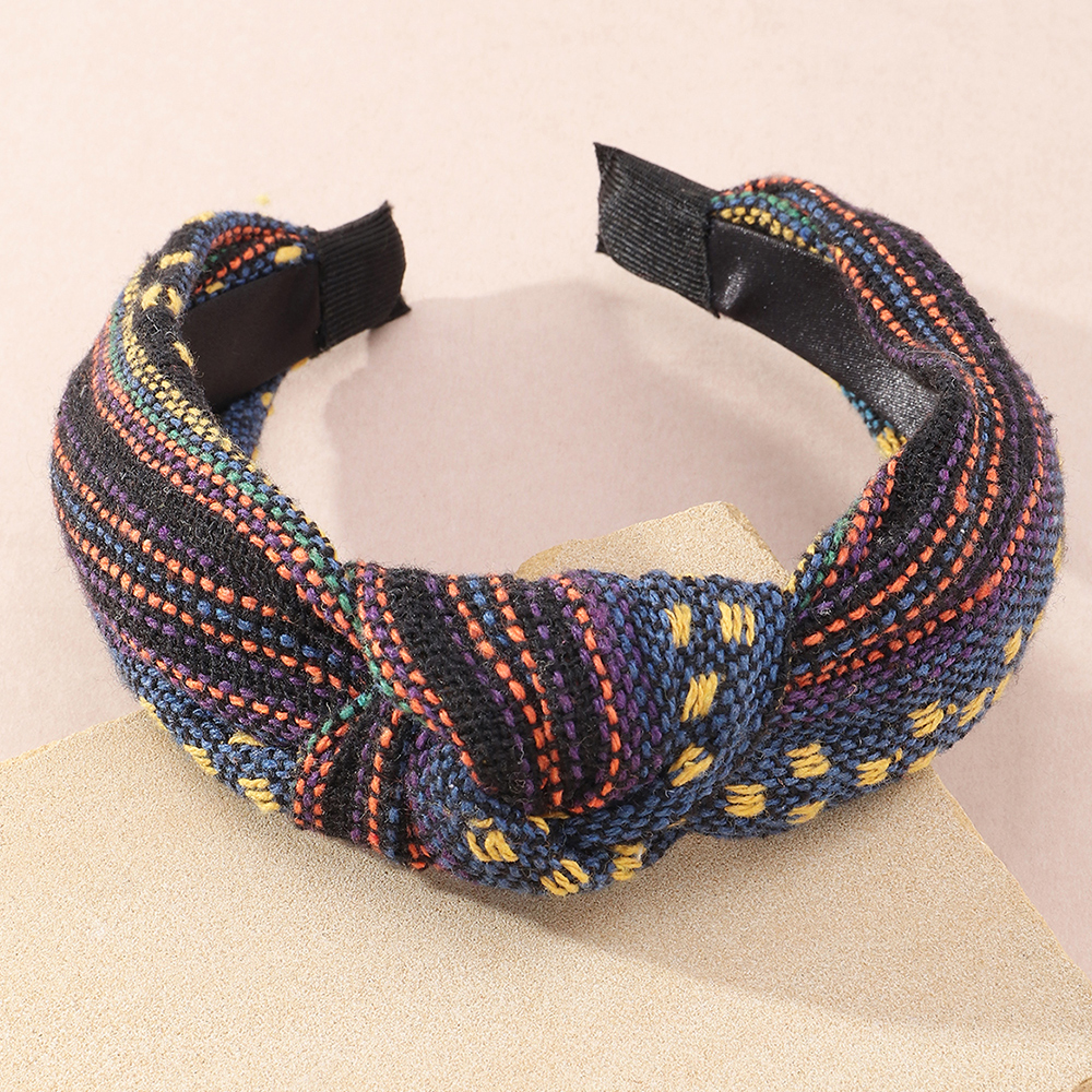 Ethnic Style Wide-brimmed Fabric Clashing Color Knotted Headband display picture 5