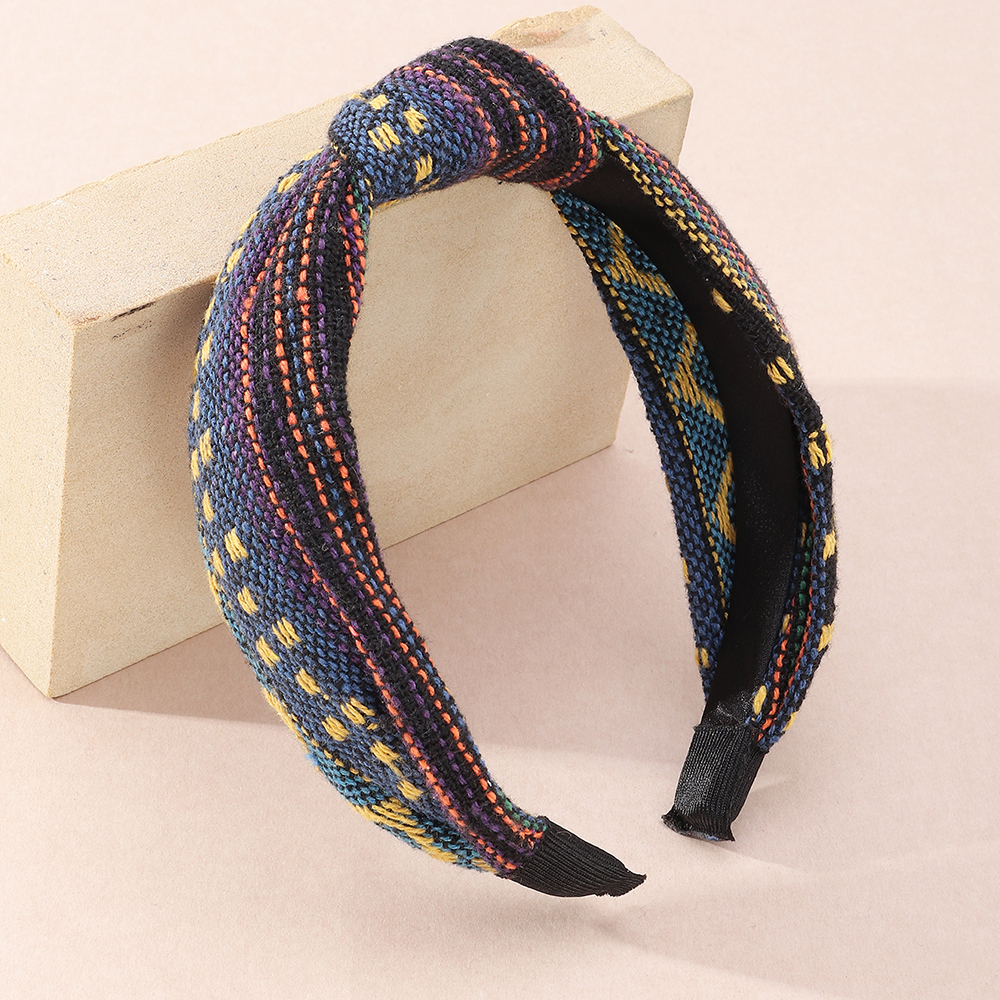 Ethnic Style Wide-brimmed Fabric Clashing Color Knotted Headband display picture 7