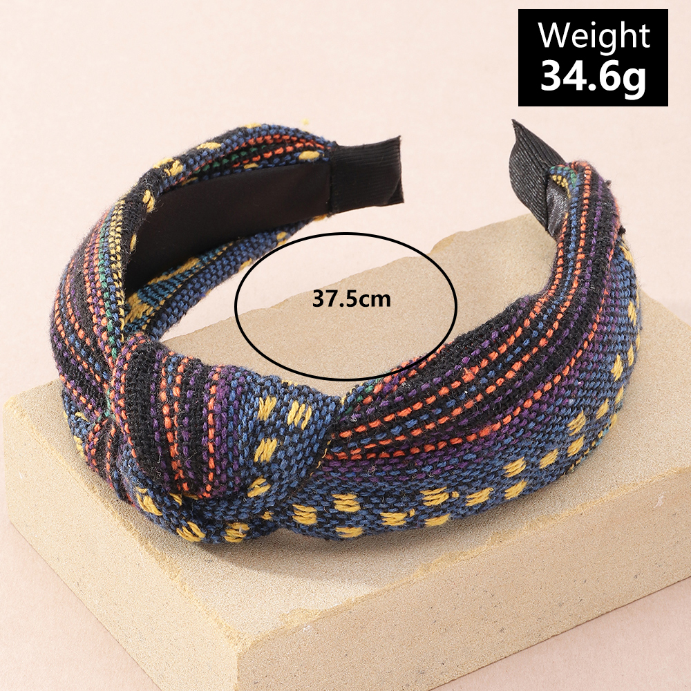 Ethnic Style Wide-brimmed Fabric Clashing Color Knotted Headband display picture 8