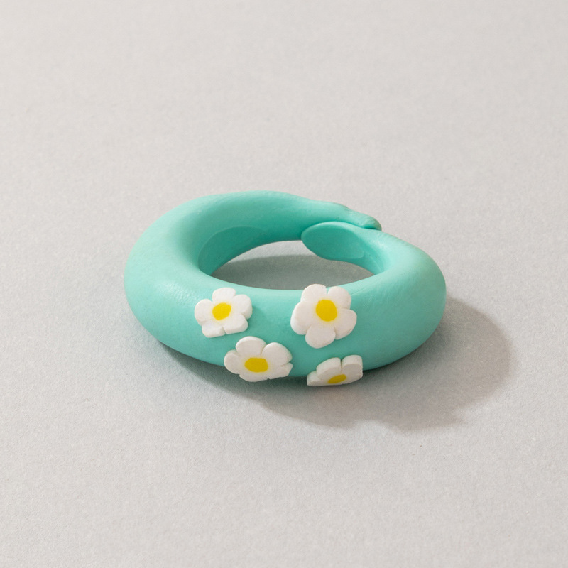 Retro Enamel Glaze Small Daisy Hit Color Ring Wholesale display picture 15