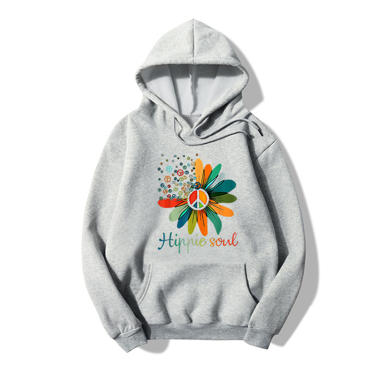 Hooded Flower Fashion Print Long-sleeved Fleece Sweatshirt display picture 1